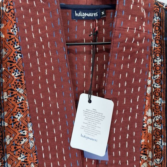 Indigowares Jacket Womens Medium Brown Artsy‎ Hippie Boho Indie Open Layering - Picture 9 of 16